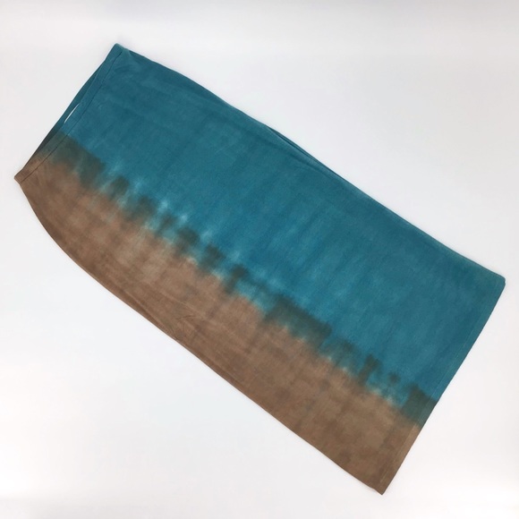 Laila Jayde Teal & Brown Slitted Maxi Skirt, Small - Picture 10 of 16